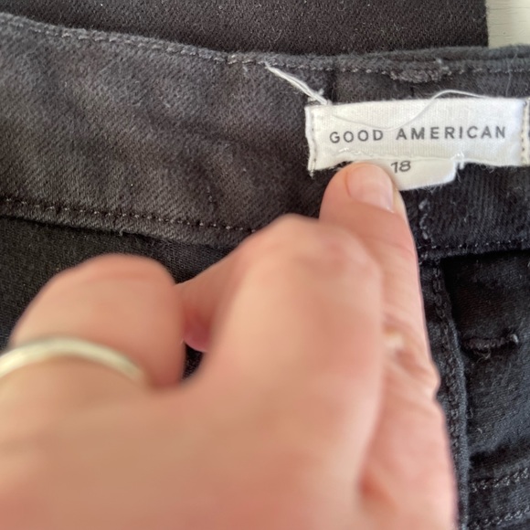 Good American Ankle length, straight, button front, gently used black jeans - Picture 6 of 7